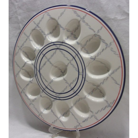 Paula Deen Nautical Ahoy Matte!! Deviled Egg Plate/Platter 12"D Easter - Picture 4 of 10